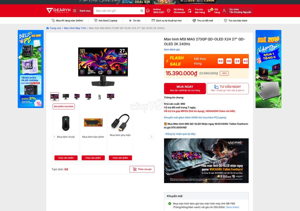 MSI MAG 273QP QD-OLED X24 27" QD-OLED 2K 240Hz. Mua bán Phụ kiện (Màn hình, Chuột...) tại Huyện Cần Đước Long An được đăng bởi Tấn Khương hình 2