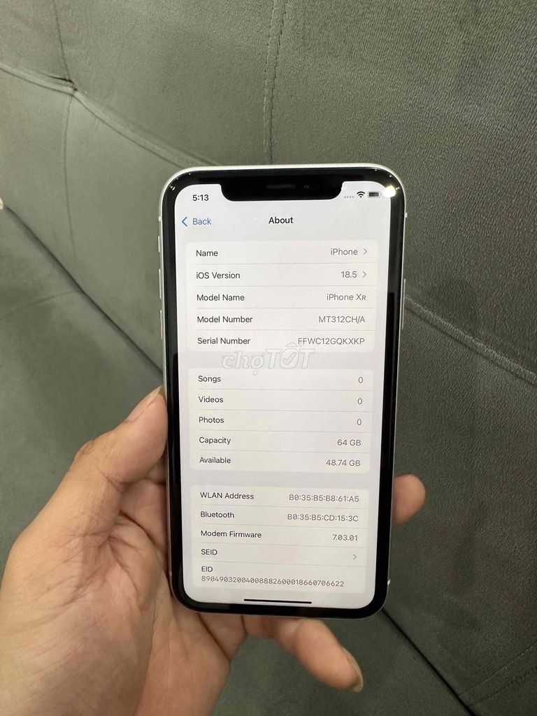 iPhone XR 64GB Trắng zin từ A-Z ốc chưa vặn. Mua bán Điện thoại tại Quận Đống Đa Hà Nội được đăng bởi Ng Hoang Anh hình 1