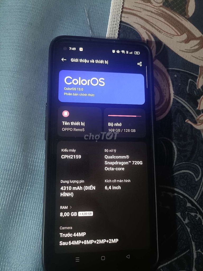 OPPO Reno5 Vàng 128GB. Mua bán Điện thoại tại Huyện Thường Tín Hà Nội được đăng bởi Phạm Khải hình 1