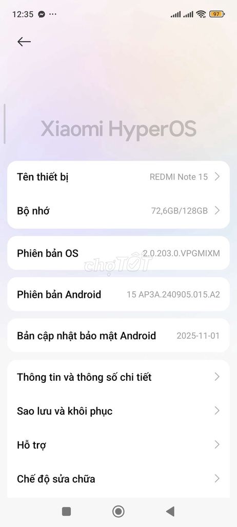 Xiaomi Redmi Note 15 6GB/128GB Xanh HyperOS. Mua bán Điện thoại tại Quận 12 Tp Hồ Chí Minh được đăng bởi Tam Phát hình 1