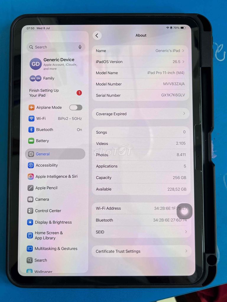 Apple iPad Pro M4 11 inch 256GB Xám Đã sử dụng. Mua bán Máy tính bảng tại Quận Tân Bình Tp Hồ Chí Minh được đăng bởi Nhựt Nguyễn hình 1