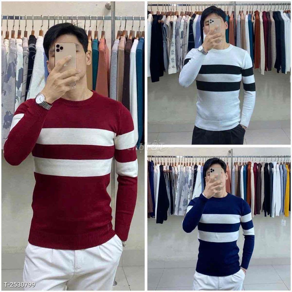 Áo len nam cổ tròn kẻ trẻ trung len dệt kim dày. Mua bán Quần áo tại Huyện Châu Đức Bà Rịa - Vũng Tàu được đăng bởi Nguyễn Bình Minh hình 1