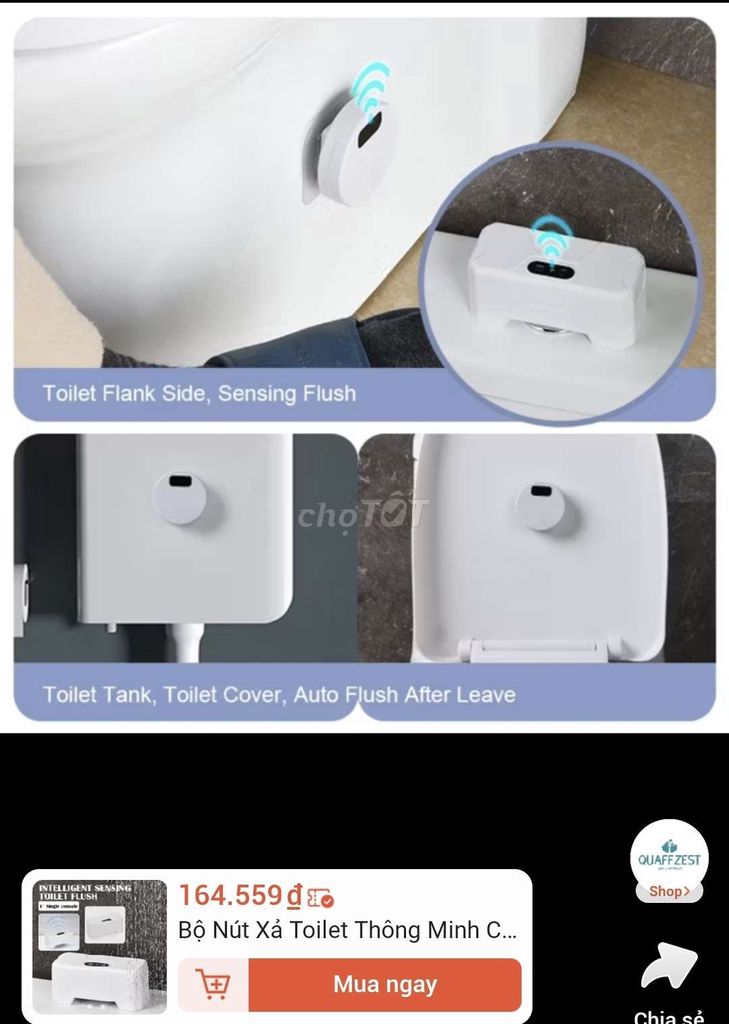 Nút xả toilet cảm ứng tự động Trắng. Mua bán Thiết bị vệ sinh, nhà tắm tại Thành phố Vĩnh Long Vĩnh Long được đăng bởi ST STORE chuyên sỉ hình 1