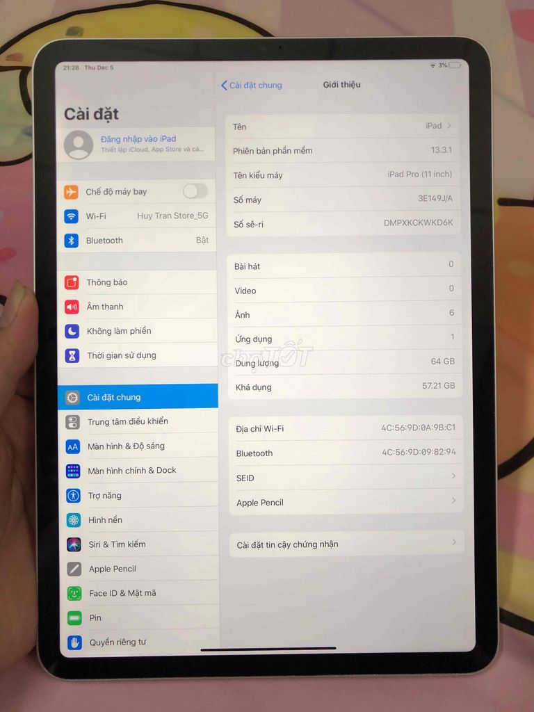 ipad pro 11 2018 64Gb wifi , máy đẹp , ios thấp