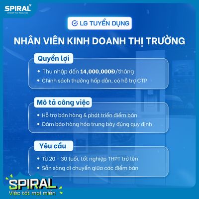 LG TUYỂN DỤNG SALES THỊ TRƯỜNG HÀ NAM