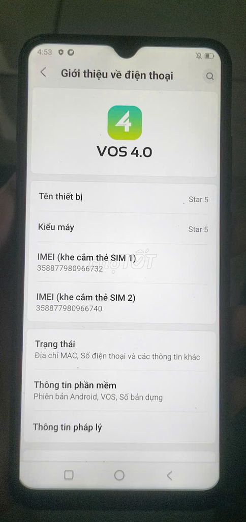 Vsmart Star 5 Đen Đã sử dụng. Mua bán Điện thoại tại Quận Bình Tân Tp Hồ Chí Minh được đăng bởi Quanque hình 1