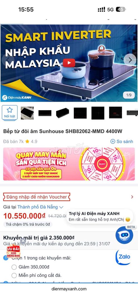 Bếp từ đôi âm Sunhouse SHB82062-MMD. Mua bán Bếp, lò, đồ điện nhà bếp tại Quận Hải Châu Đà Nẵng được đăng bởi MrA hình 1