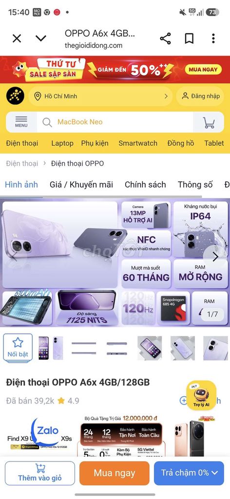 OPPO A6x 128GB Tím. Mua bán Điện thoại tại Quận Hoàn Kiếm Hà Nội được đăng bởi Tên chưa cung cấp hình 1