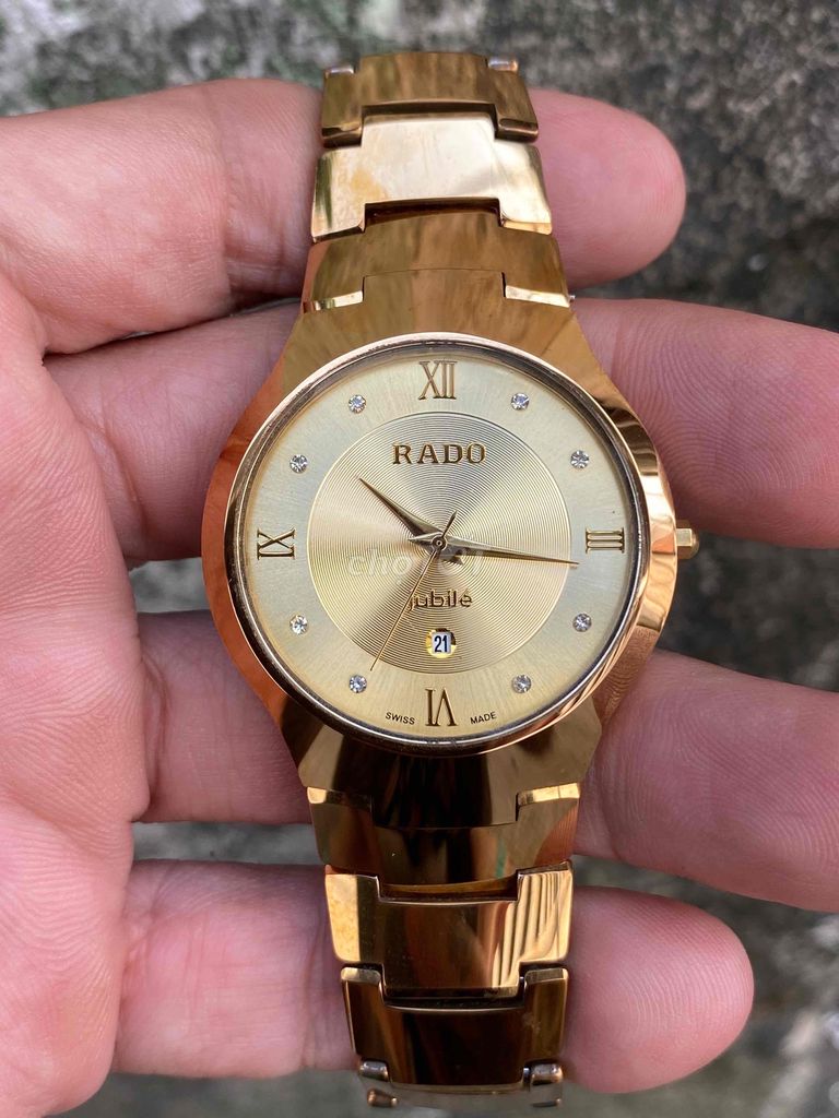 Đồng hồ Rado nam vỏ đá vàng Gold size 38 mm