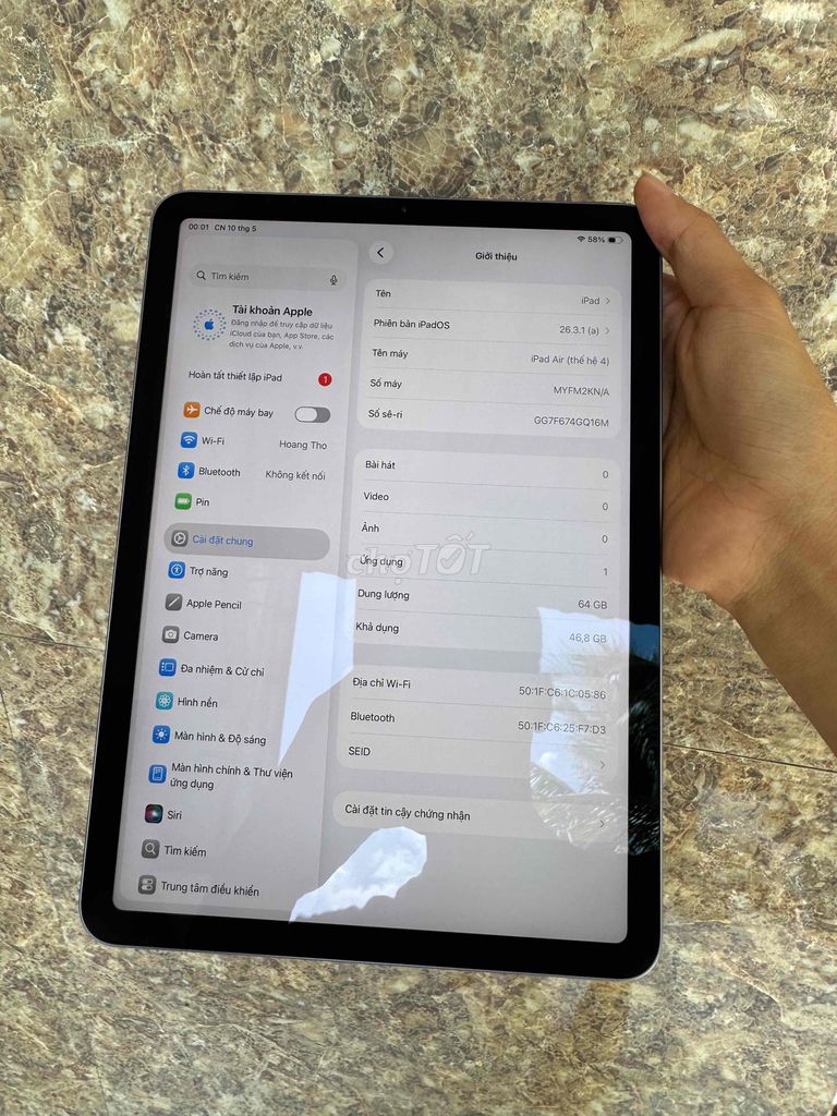 Apple iPad Air 4 64GB WiFi. Mua bán Máy tính bảng tại Quận Bình Thuỷ Cần Thơ được đăng bởi KengBu hình 1