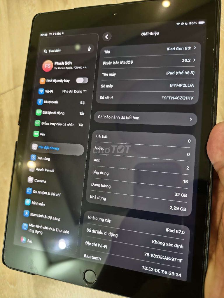 Apple iPad Gen 8th 4G 32GB Đen 99%. Mua bán Máy tính bảng tại Huyện An Dương Hải Phòng được đăng bởi Anh Quân hình 1