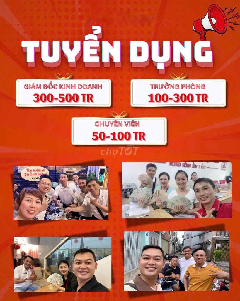 Tuyển 30 NVKD BĐS - Vốn 0Đ - Thời gian chủ động