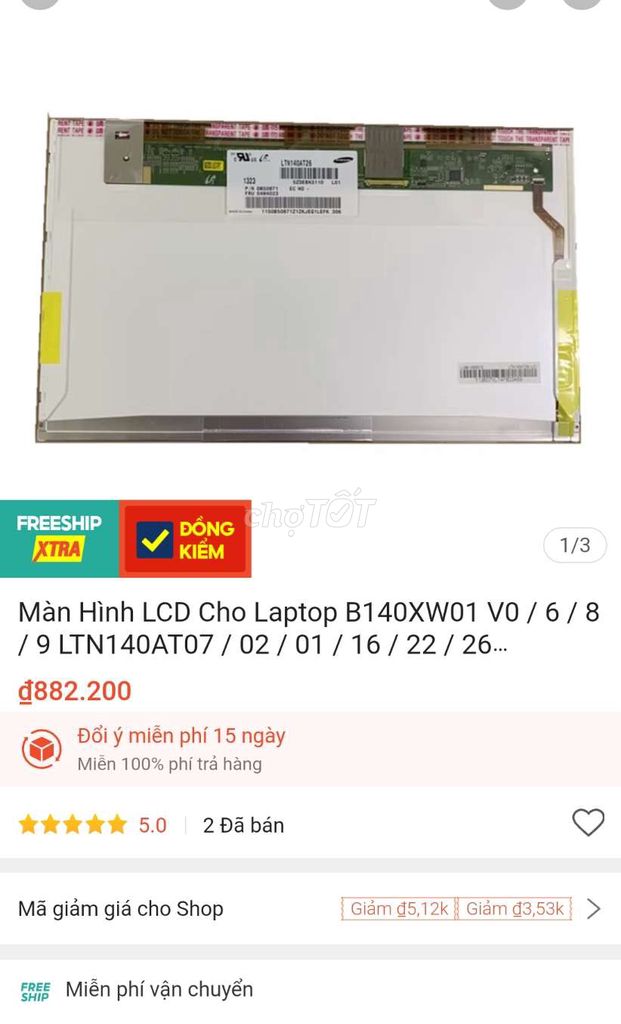 Màn Laptop 14inch Samsung 40pin zin shop bán 800k