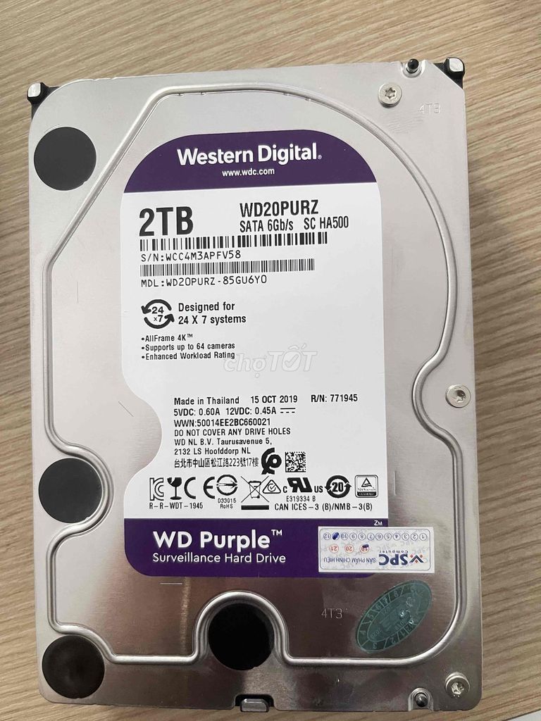 Ổ cứng HDD Western Digital 2TB Mới. Mua bán Linh kiện (RAM, Card...) tại Quận Gò Vấp Tp Hồ Chí Minh được đăng bởi Thanh Lý Ve Chai Đồ Cũ hình 1