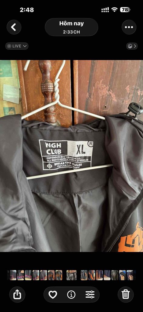 Áo khoác HIGH CLUB Vải dù Nam Đen, cam Free size. Mua bán Quần áo tại Quận Ninh Kiều Cần Thơ được đăng bởi Ngô Kim Hằng Nga hình 1