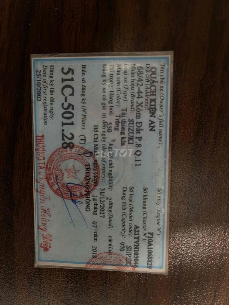 suzuki 2002. máy số êm. 550kg. Mua bán Xe tải, xe ben tại Thị xã Bến Cát Bình Dương được đăng bởi Công Định hình 6