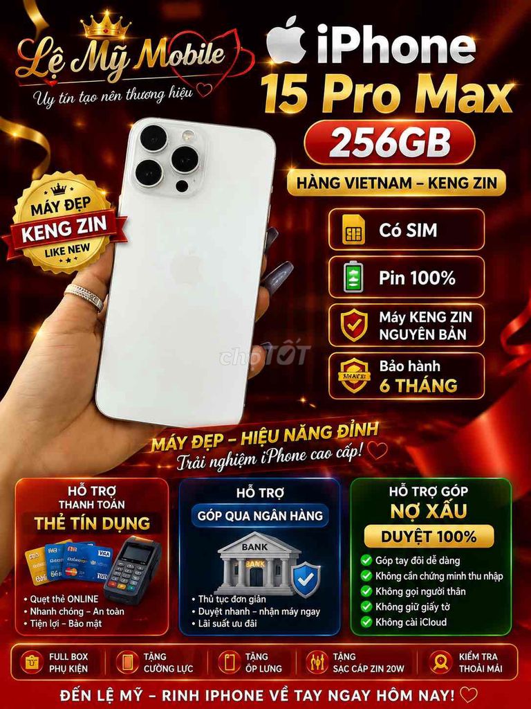GÓP NỢ XẤU ĐƯA 9.900  NHẬN 15PMAX🇻🇳LIKENEW. Mua bán Điện thoại tại Quận Tân Phú Tp Hồ Chí Minh được đăng bởi LỆ MỸ mobile hình 1