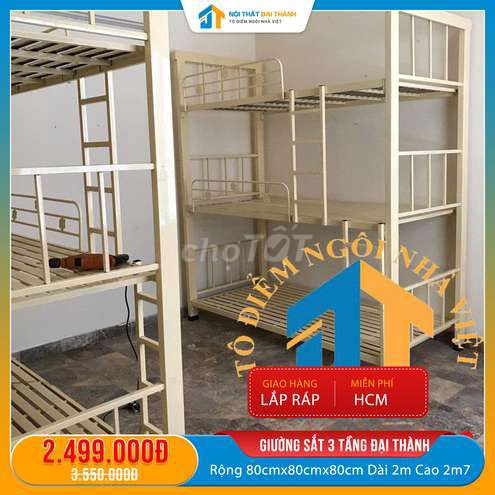 Giường Sắt3️⃣Tầng 80CMX2MHàng ViệtNam ChấtLượng. Mua bán Giường, chăn ga gối nệm tại Quận Tân Phú Tp Hồ Chí Minh được đăng bởi NỘI THẤT ĐẠI THÀNH hình 1