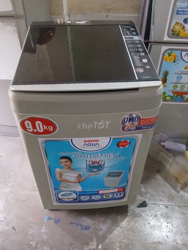 Máy giặt Sanyo Aqua 9.0kg Xám Mâm giặt kép. Mua bán Máy giặt tại Huyện Thanh Trì Hà Nội được đăng bởi Điện Lạnh Hà Nội  hình 1