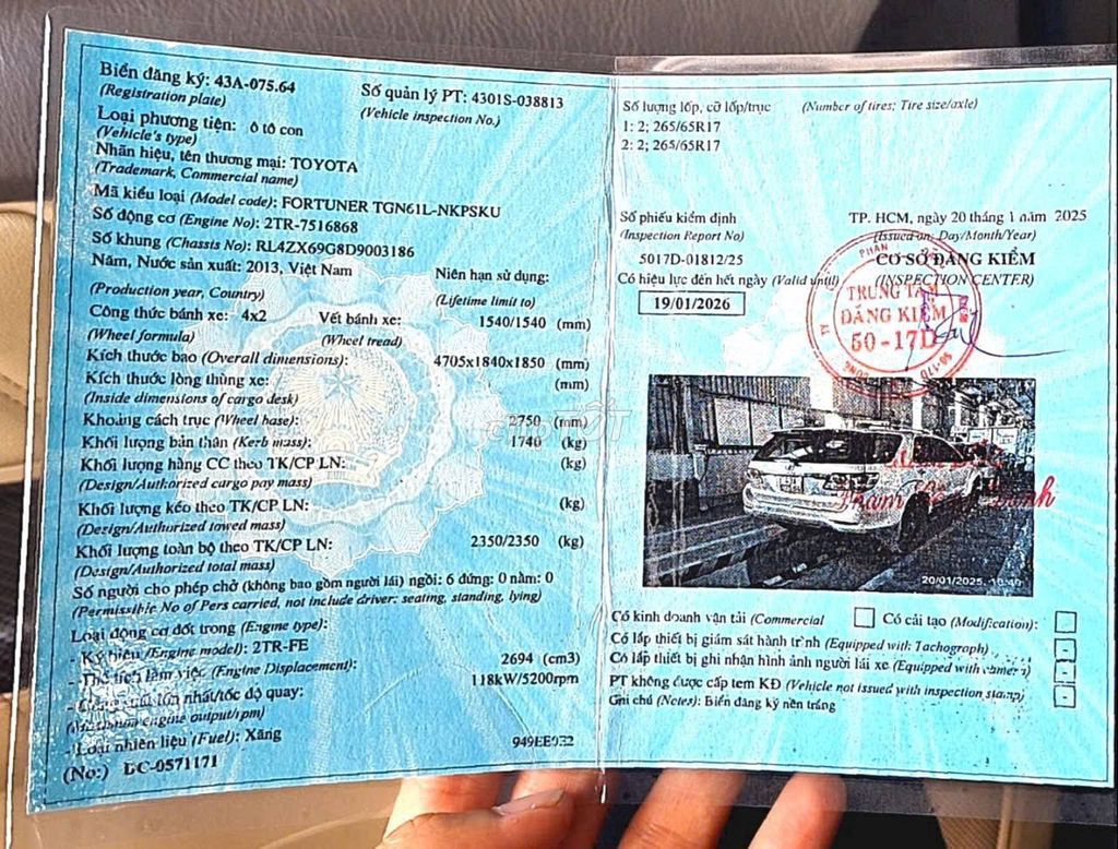 TOYOTA FORTUNER V TỰ ĐỘNG, 2 CẦU, MÁY SỐ KHÔNG LỖI. Mua bán Ô tô tại Quận Tân Phú Tp Hồ Chí Minh được đăng bởi Ô Tô An Khang Thịnh  hình 7