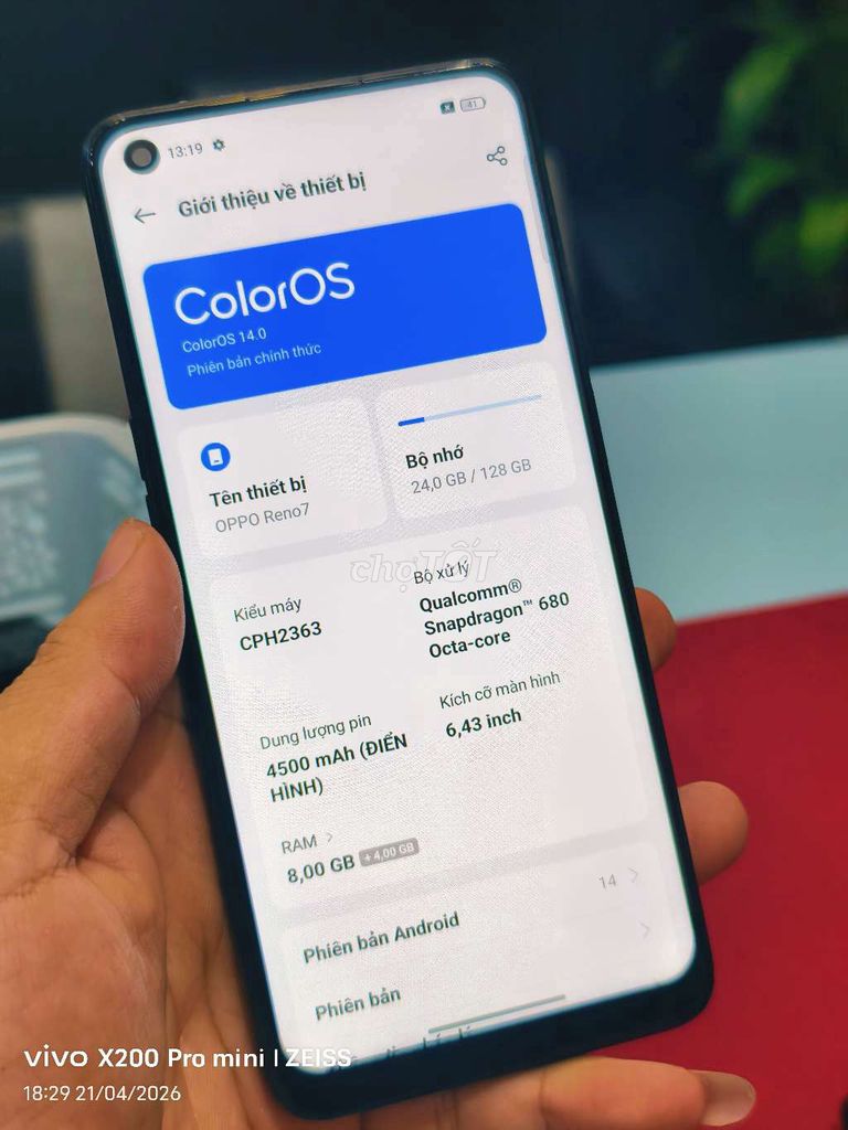OPPO Reno 7 128GB Đen. Mua bán Điện thoại tại Quận Tân Bình Tp Hồ Chí Minh được đăng bởi Táo Bán Lổ hình 1