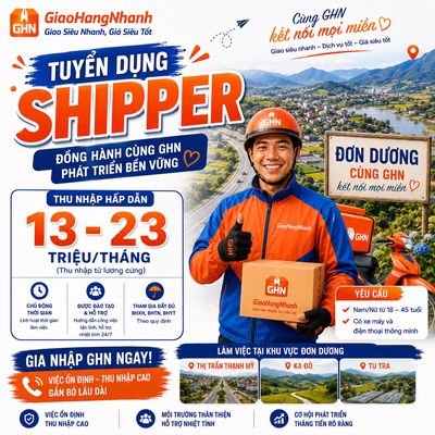 ĐƠN DƯƠNG - TUYỂN SHIPPER CÓ LƯƠNG CỨNG