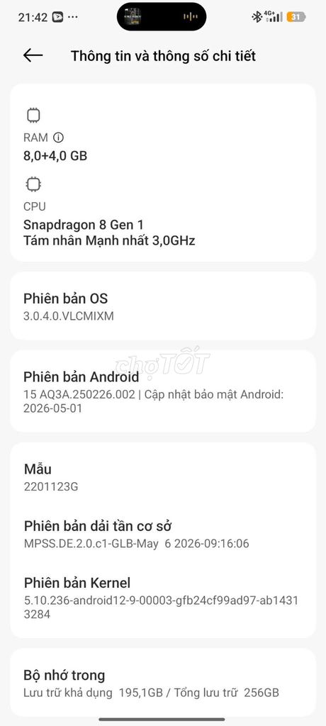 Xiaomi 12S 256GB Tím nhạt Snapdragon 8 Gen 1. Mua bán Điện thoại tại Quận Bình Tân Tp Hồ Chí Minh được đăng bởi Thư Lun hình 1