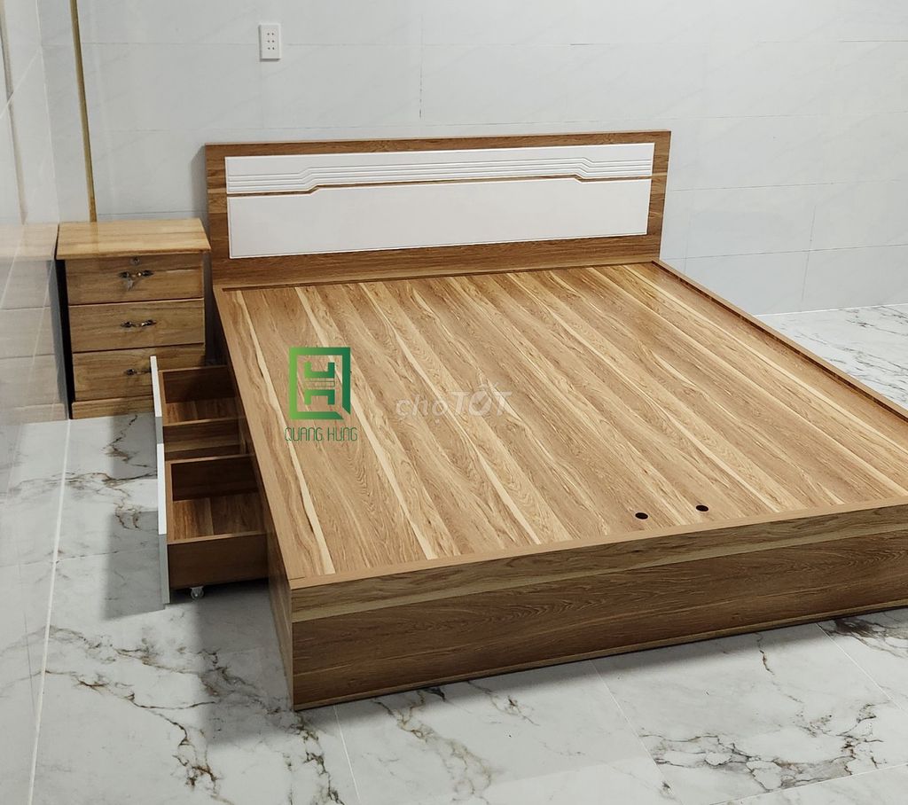 Giường ngủ Quang Hùng Gỗ MDF 1m2x2m. Mua bán Giường, chăn ga gối nệm tại Huyện Châu Đức Bà Rịa - Vũng Tàu được đăng bởi Nội Thất Quang Hùng TD hình 1