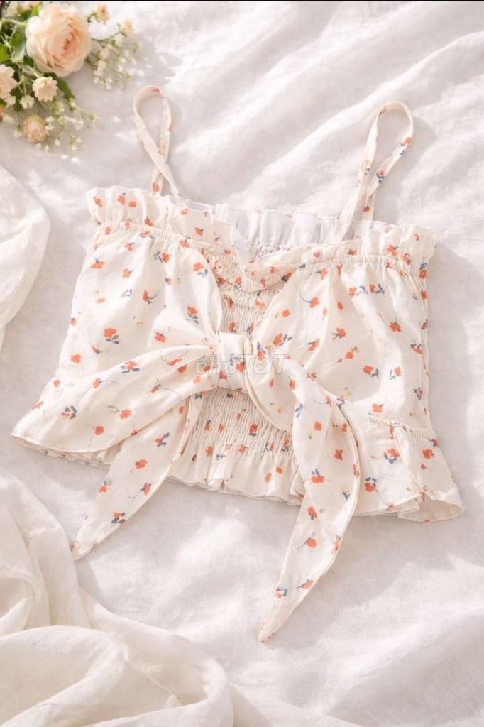 Áo hai dây Nữ Trắng kem Hoa nhí. Mua bán Quần áo tại Huyện Đông Hưng Thái Bình được đăng bởi Hi si cồ nè hình 1