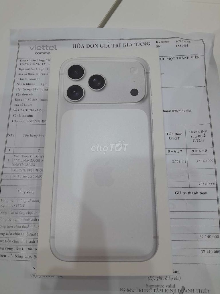 iPhone 17 Pro Max 256GB chưa bóc seal. Mua bán Điện thoại tại Quận Hà Đông Hà Nội được đăng bởi Quân hình 1