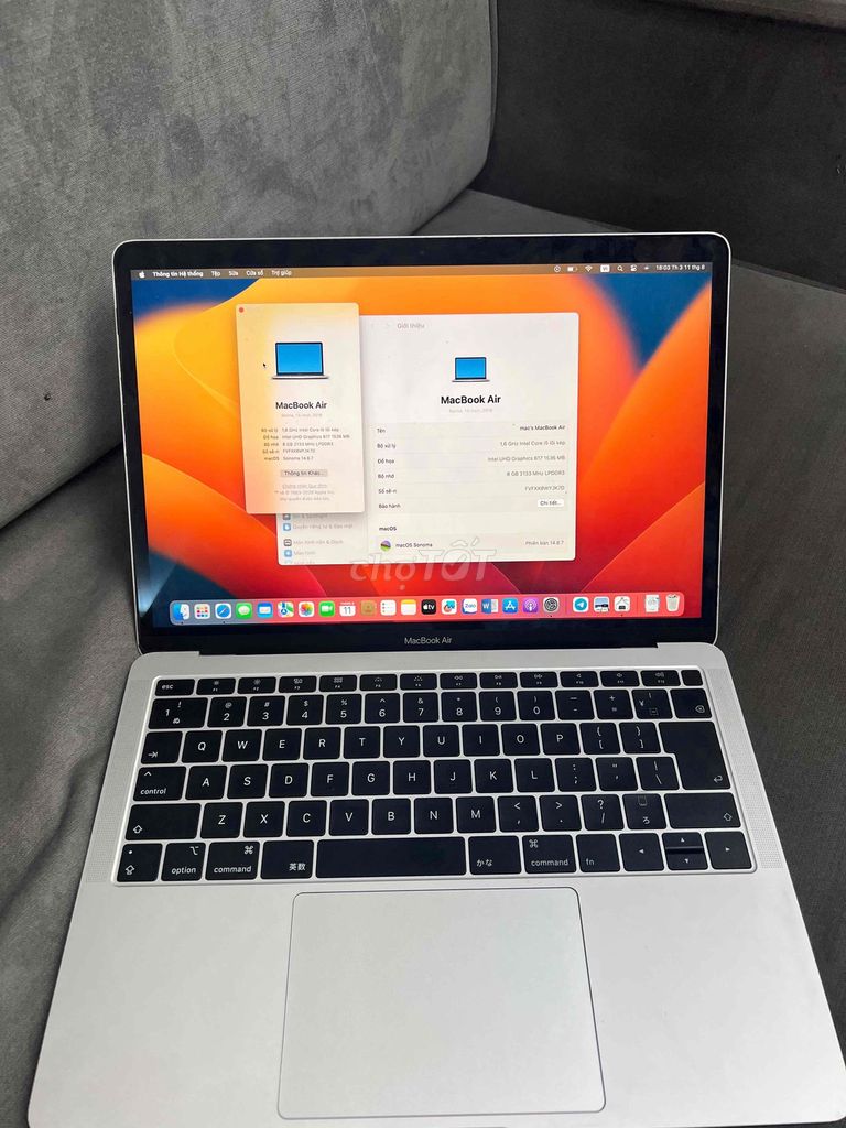 Apple MacBook Air 2018 i5 8GB/256GB Bạc. Mua bán Laptop tại Quận Đống Đa Hà Nội được đăng bởi HQ Computer hình 1