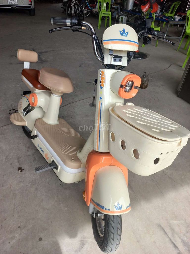 Xe đạp điện Guanshuo màu Kem, Cam. Mua bán Xe điện tại Thành phố Long Xuyên An Giang được đăng bởi XE ĐIỆN LONG XUYÊN hình 1