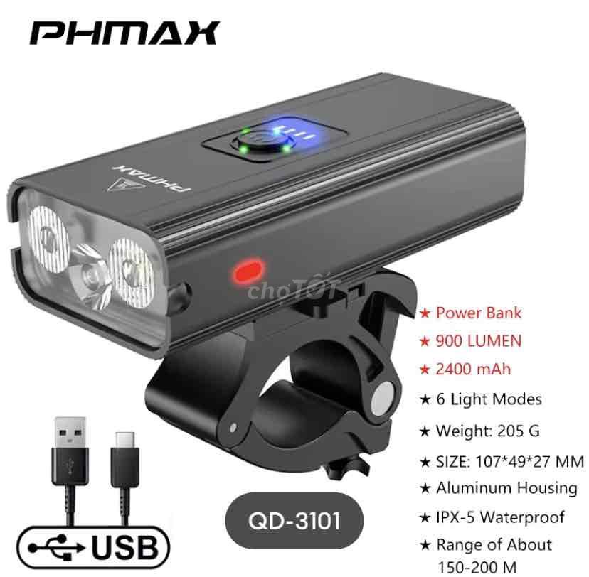 PHMAX Đèn Xe Đạp Dây Chống Nước Cao Đèn Pha Xe Đạp