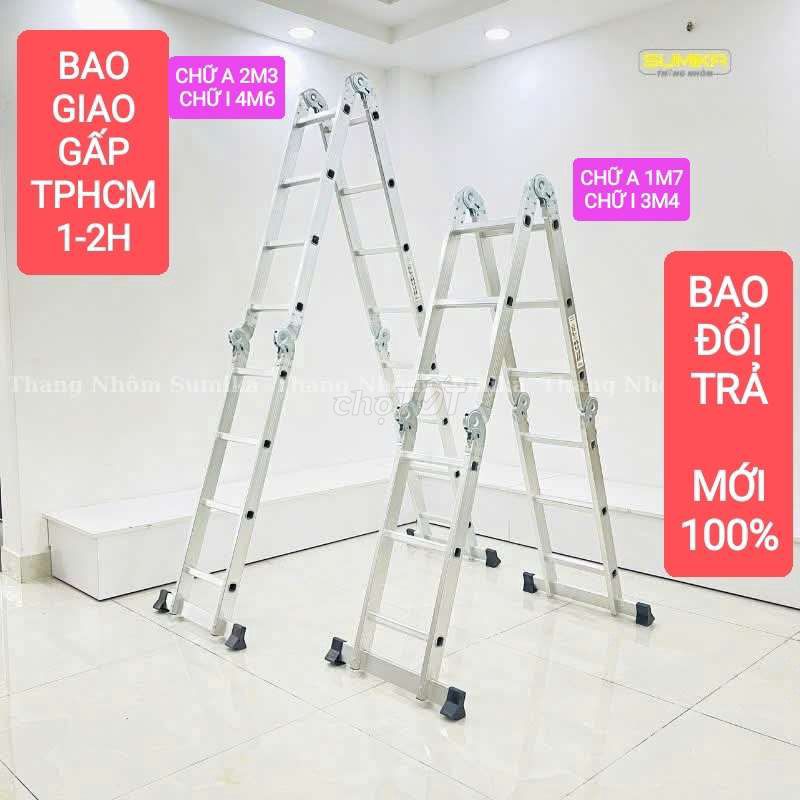 Thanh xếp 4 đoạn chữ A 1m7 2m35 - Thang gấp chữ A