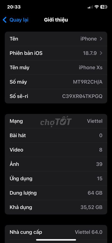 Apple iPhone Xs 64GB Viettel. Mua bán Điện thoại tại Quận Hai Bà Trưng Hà Nội được đăng bởi Nghiem hình 1