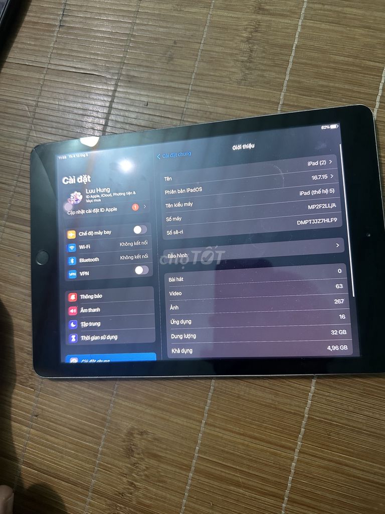Apple iPad 2 32GB Xám Màn hình nứt nhẹ. Mua bán Máy tính bảng tại Huyện Thanh Trì Hà Nội được đăng bởi Hùng Lưu hình 1