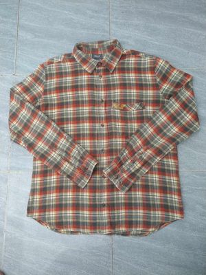 áo flannel basic Jack Wolfskin sọc nâu xám form M