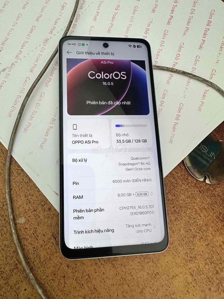 Oppo A5i Pro 8GB/128GB Trắng. Mua bán Điện thoại tại Thành phố Dĩ An Bình Dương được đăng bởi Nguyễn Hải hình 1