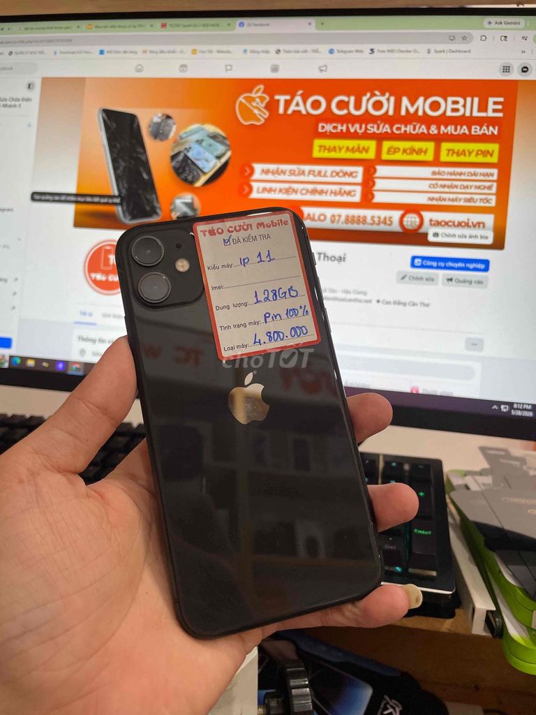 Apple iPhone 11 128GB Đen Đã sử dụng. Mua bán Điện thoại tại Huyện Châu Thành Hậu Giang được đăng bởi Táo Cười Ngã Sáu  hình 1