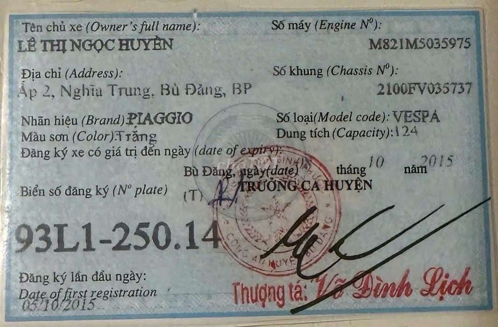 Xe Vespa Primevera đời 2015 một đời chủ.. Mua bán Xe máy tại Quận Gò Vấp Tp Hồ Chí Minh được đăng bởi Thới Hoàng Long Nguyễn hình 5