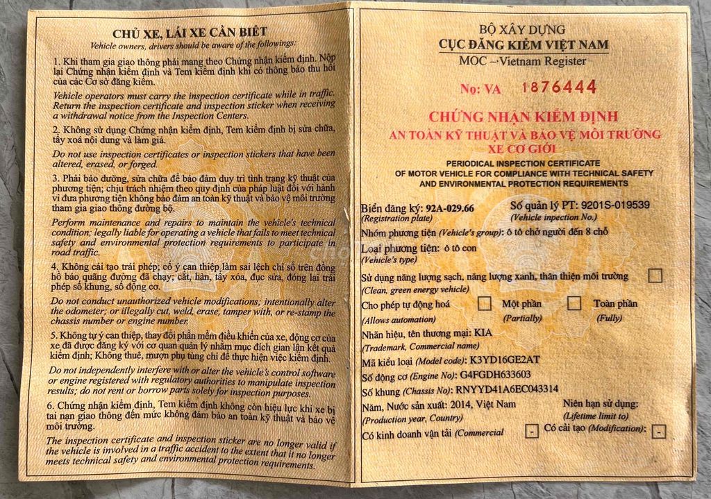 Kia K3 2014 1.6 AT - 79800 km. Mua bán Ô tô tại Thị xã Bến Cát Bình Dương được đăng bởi Nguyễn Trọng Hùng hình 10