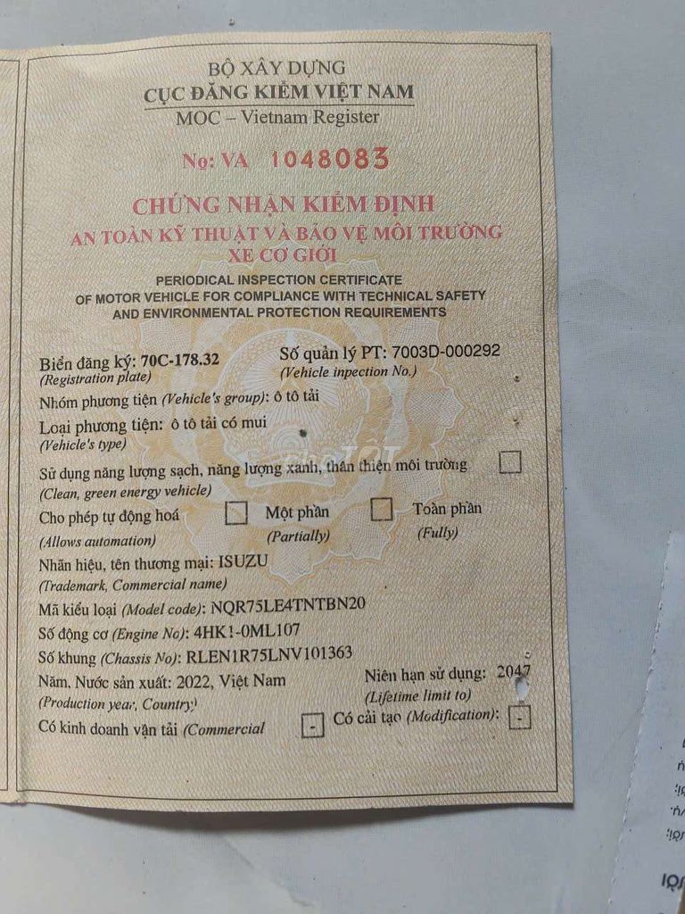 Xe tải Isuzu 5t4 đời 2022 thùng bạt có bàn nâng. Mua bán Xe tải, xe ben tại Quận 12 Tp Hồ Chí Minh được đăng bởi A Hoàng hình 4