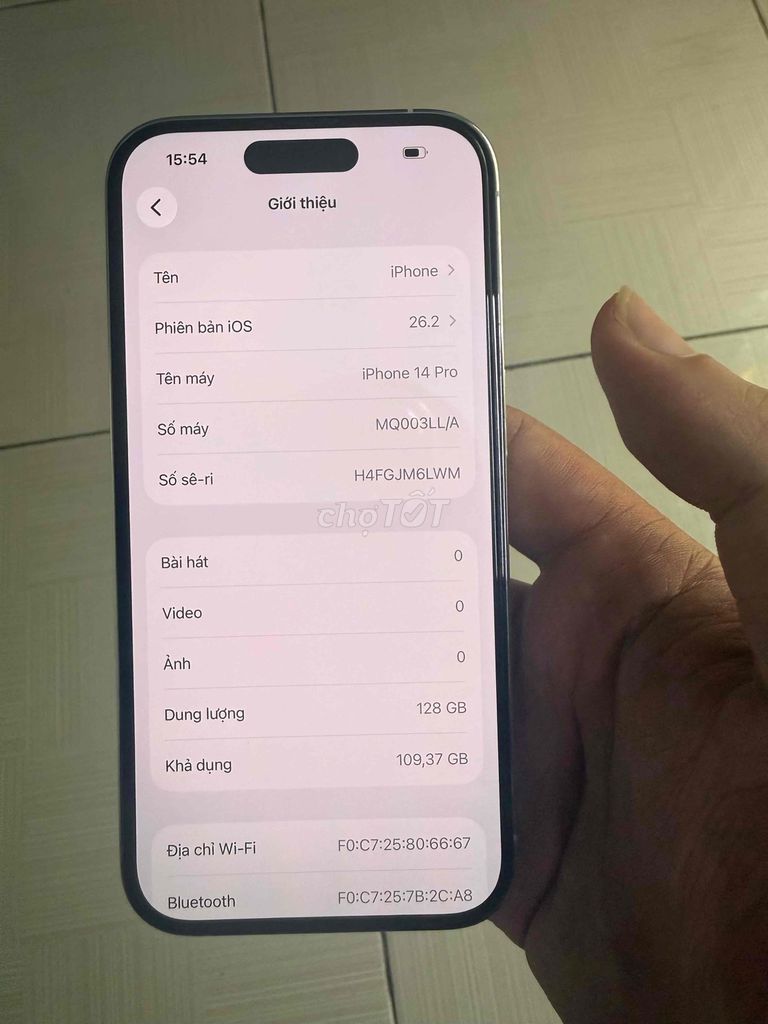 Apple iPhone 14 Pro 128GB Trắng Nguyên zin qt 2 es. Mua bán Điện thoại tại Quận Cẩm Lệ Đà Nẵng được đăng bởi NGUYỄN Văn Vũ hình 1