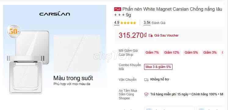 Phấn phủ nén Carslan Nữ. Mua bán Phụ kiện thời trang khác tại Huyện Trảng Bom Đồng Nai được đăng bởi Tên chưa cung cấp hình 1