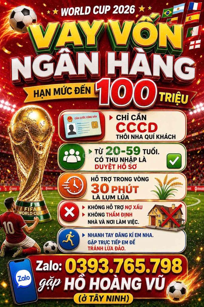 Dịch vụ v.ay vốn CC.CD 30 phút Gi.ải Ng.ân. Dịch vụ tại Huyện Hòa Thành Tây Ninh được đăng bởi Tran vu hình 1