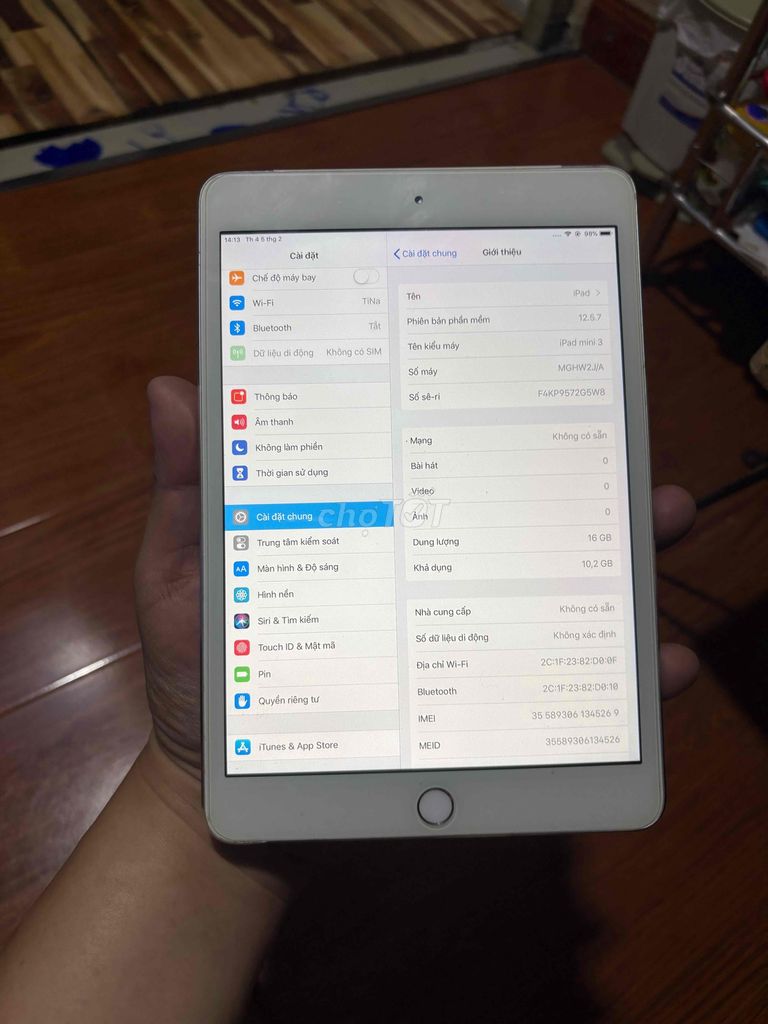 ipad mini3 16GB có sim.chuân zjn