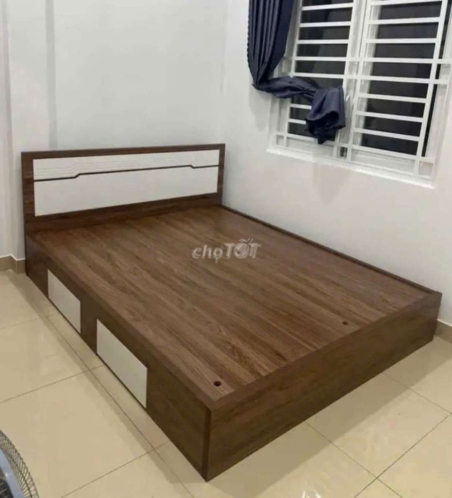 Giường gỗ mdf màu nâu35