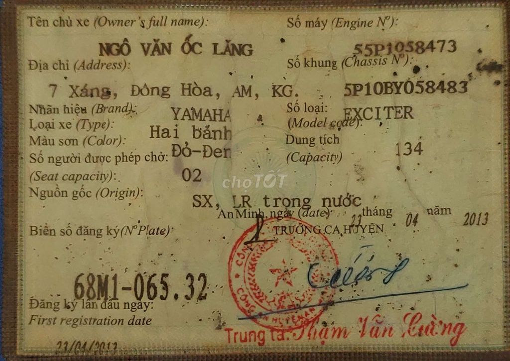 bán xe exciter 135cc 2013 màu đỏ đen. Mua bán Xe máy tại Huyện An Biên Kiên Giang được đăng bởi le moi hình 18