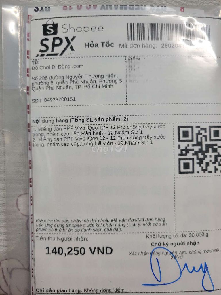 Miếng dán PPF Vivo iQOO 12. Mua bán Phụ kiện (Màn hình, Chuột...) tại Quận Tân Phú Tp Hồ Chí Minh được đăng bởi Duy hình 1