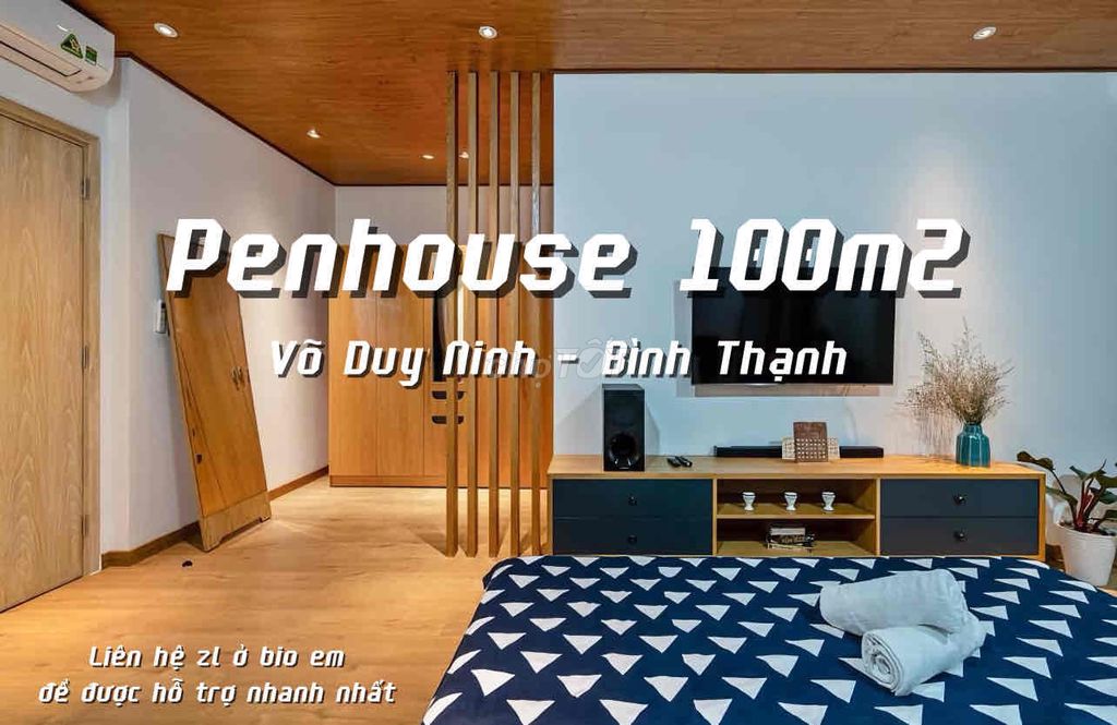 PENHOUSE 100M2 1PHÒNG NGỦ, 1PHÒNG KHÁCH, 2WC CÓ BỒN TẮM, SÂN THƯỢNG